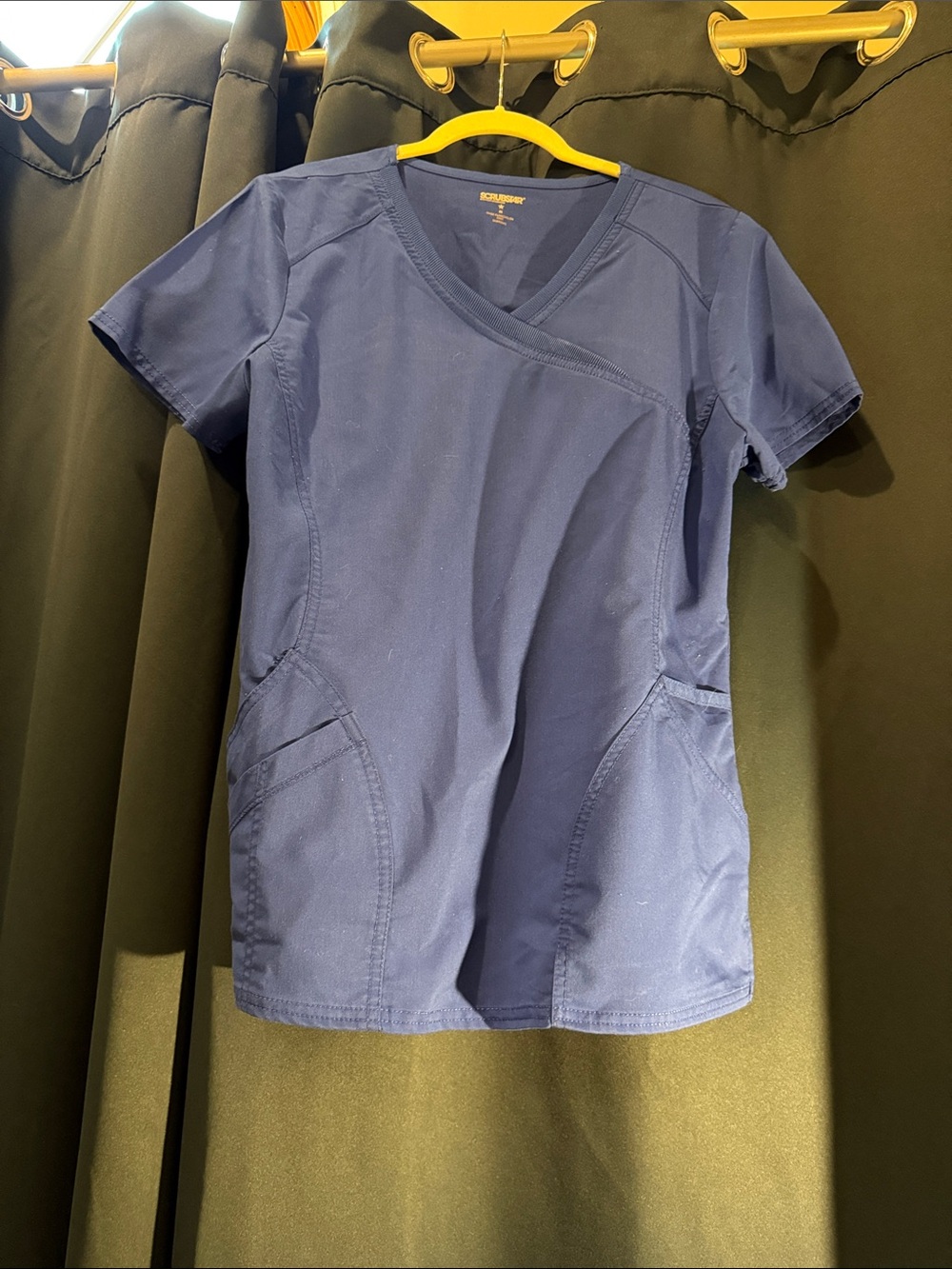 Women’s Electric Blue V-Neck Scrub Top with Front Pockets